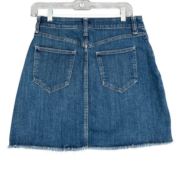 ARIZONA JEAN CO Blue Patchwork Frayed Hem Mini Five Pocket Denim Skirt Size 9 - Picture 2 of 6